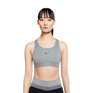 Nike Sports Bra Women’s Size Small Smoke Grey‎ Black Swoosh Logo Dri-fit